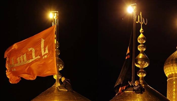 پرچم گنبد حرم امام حسين (ع) تعويض شد